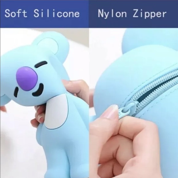 Line friends koya pencil case silicone cute pouch Multiuse blue koala - Picture 3 of 4